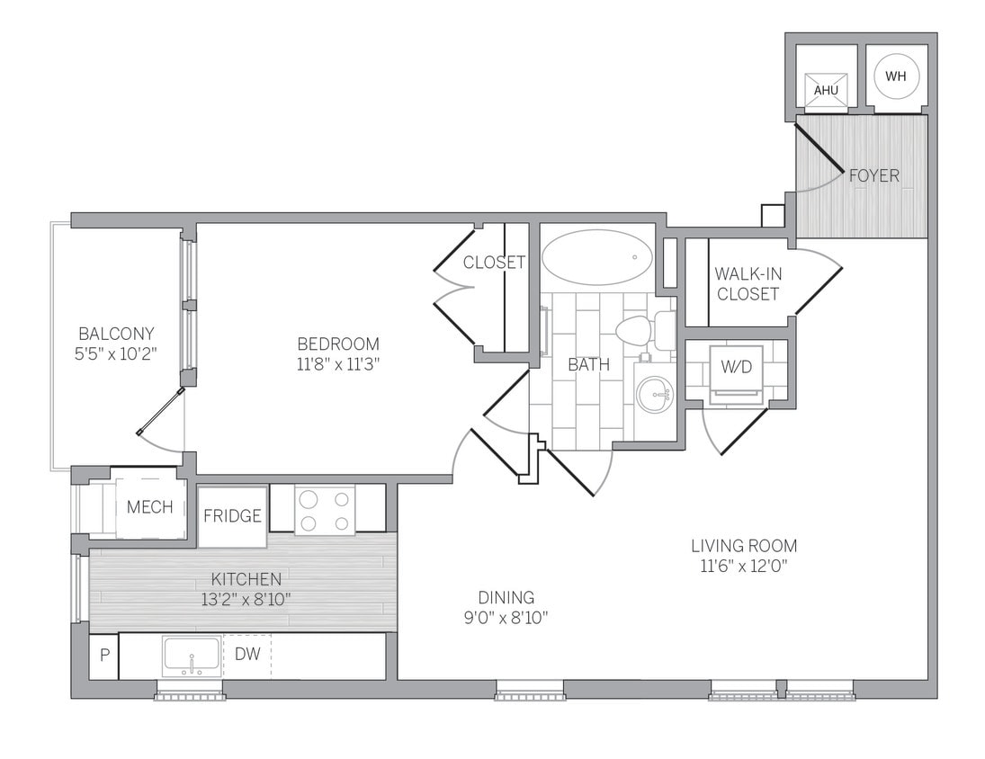 Floor Plan - 1-Bedroom w/ Den Unfurnished