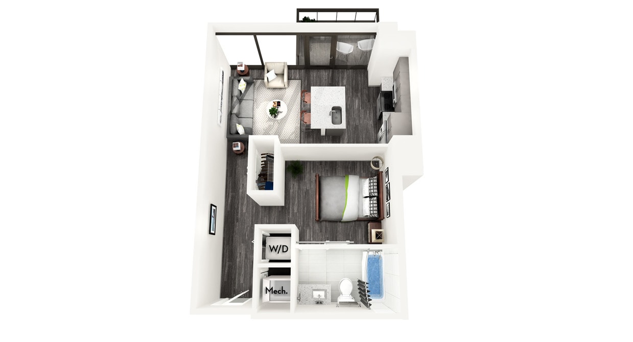 Floor Plan - AZA2 1 BEDROOM AND 1 BATH