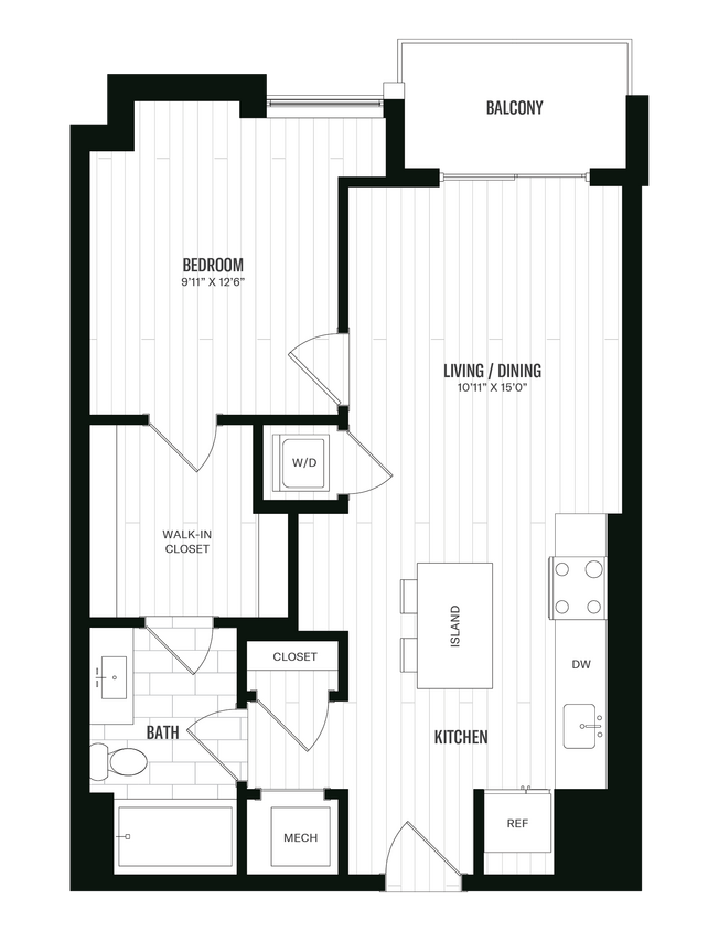 Floor Plan - 1 Bed/1 Bath-A4