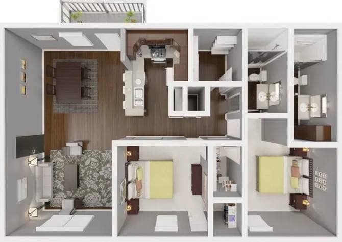 Floor Plan - 2 Bedroom Carriage