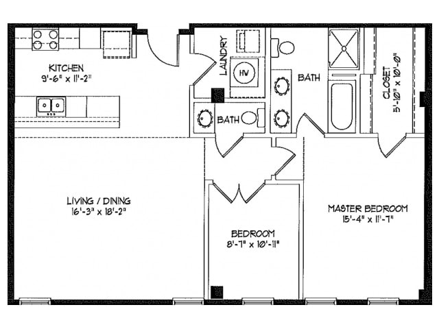 Floor Plan - 1 Bedroom
