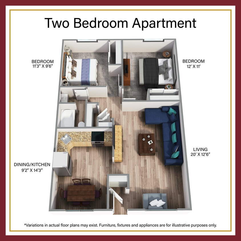 Floor Plan - Two Bedroom Apartment - Willow