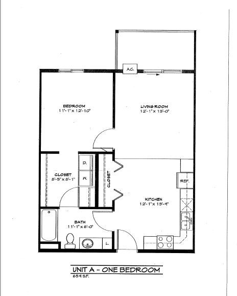 Floor Plan - Hidden Point 2 - 1 Bed - 1 Bath