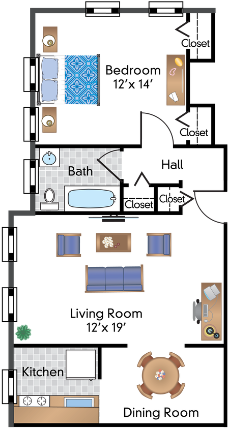 Floor Plan - 1 Bedroom 10 Tier