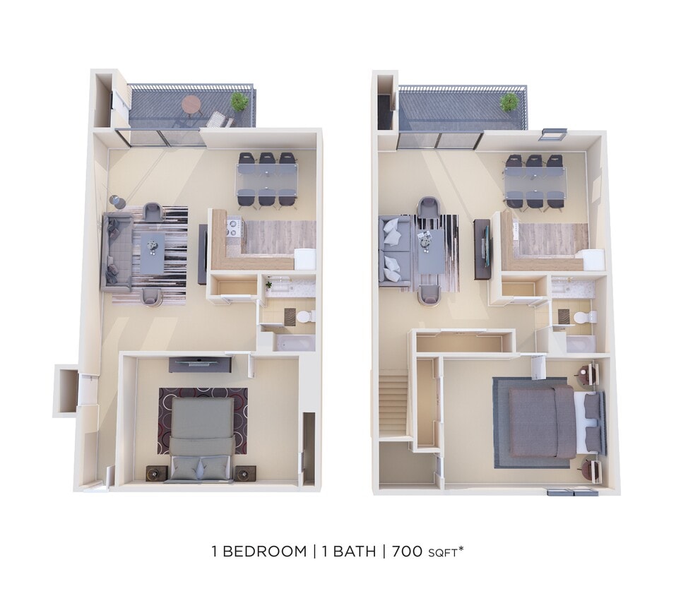Floor Plan - One Bedroom - 700 sqft