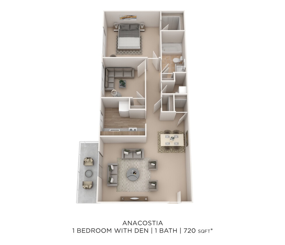 Floor Plan - One Bedroom - 720 sqft