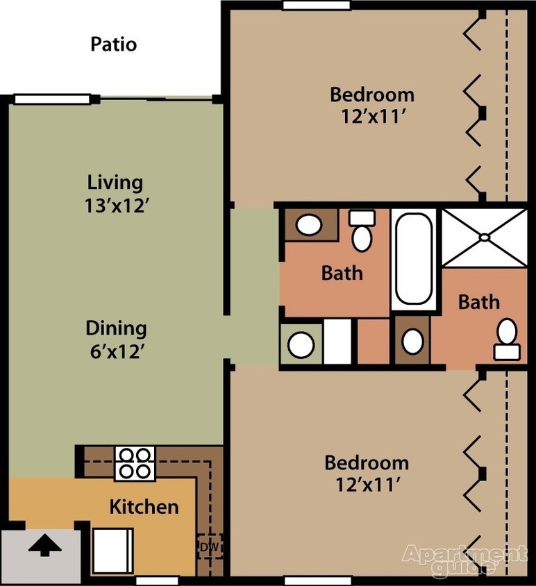 2BR/1BA - B2