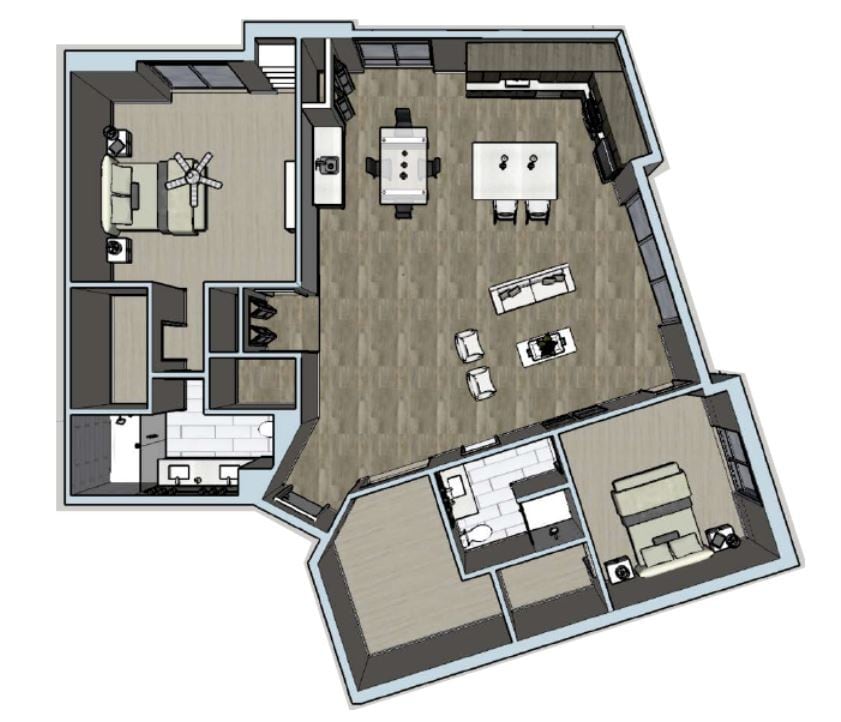 Floor Plan - 2 Bed / 2 Bath - Lake View 