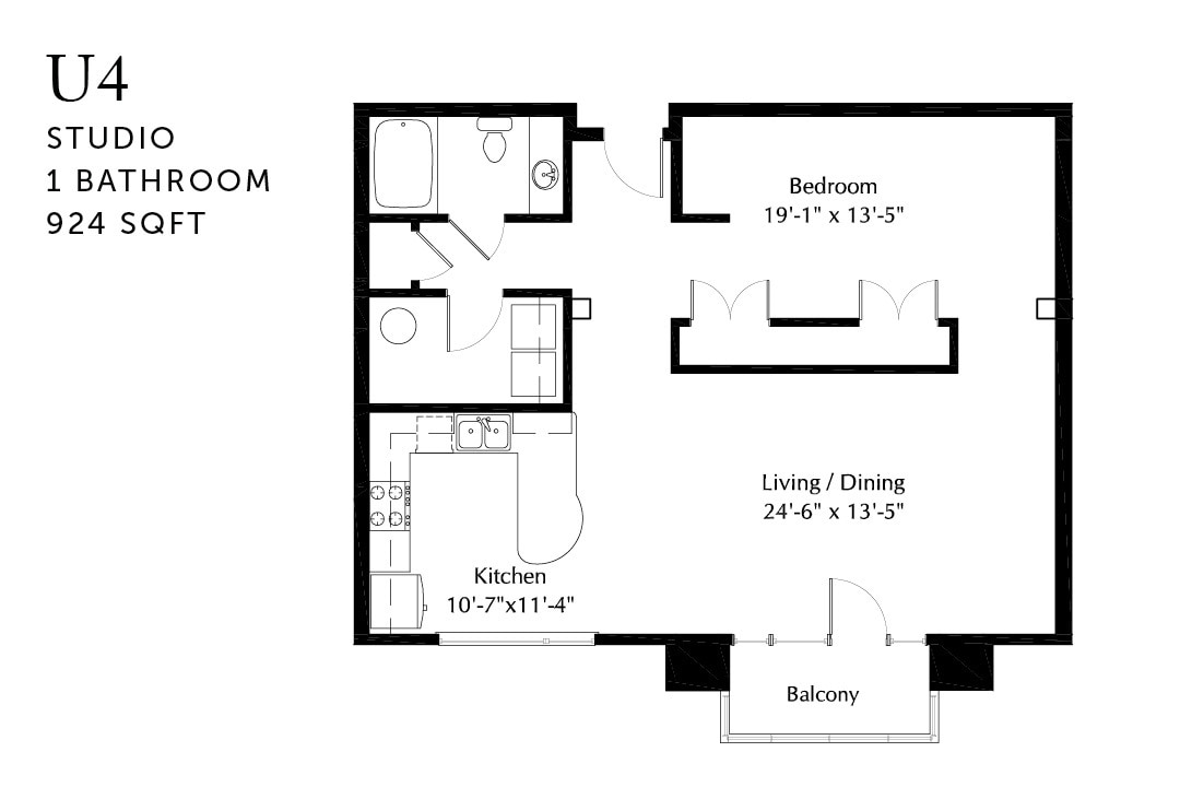 Floor Plan - U4 Urban One Bedroom Renovated