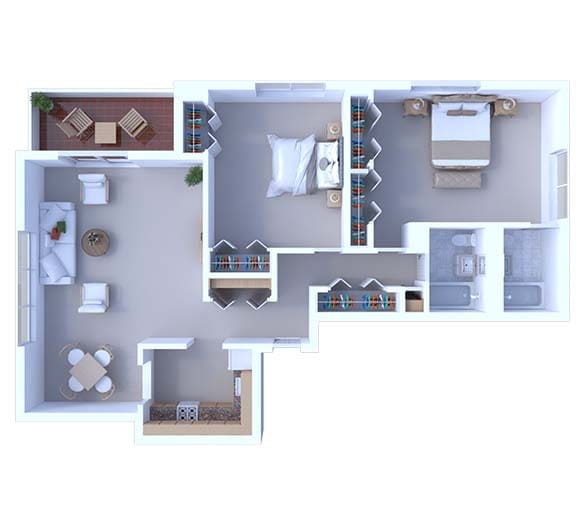 Floor Plan - 2 Bedrooms Floor Plan B1B