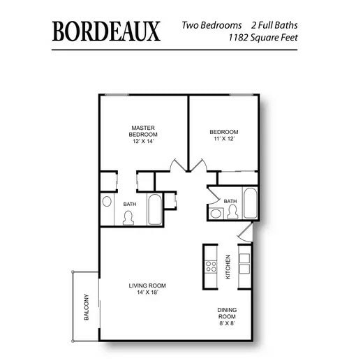 Chateau Floor Plan - Bordeaux 1182 sq. ft..jpg - 2 Bd/2 Ba Large BRDX