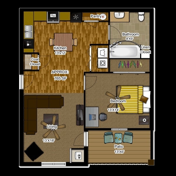 1BR/1BA - 1 Bedroom