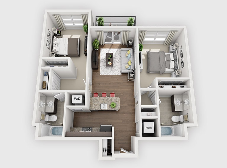 Floor Plan - 2 Bed 2 Bath (C3)