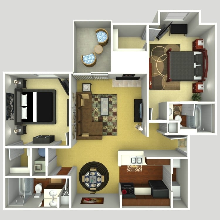 Floor Plan - 2 Bedroom 2 Bath
