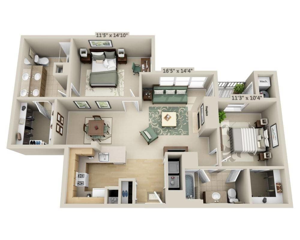 Floor Plan - Two Bedroom B2G