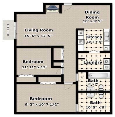 2BR/1.5 BA - 2 Bedroom 1.5 Bathroom - B1