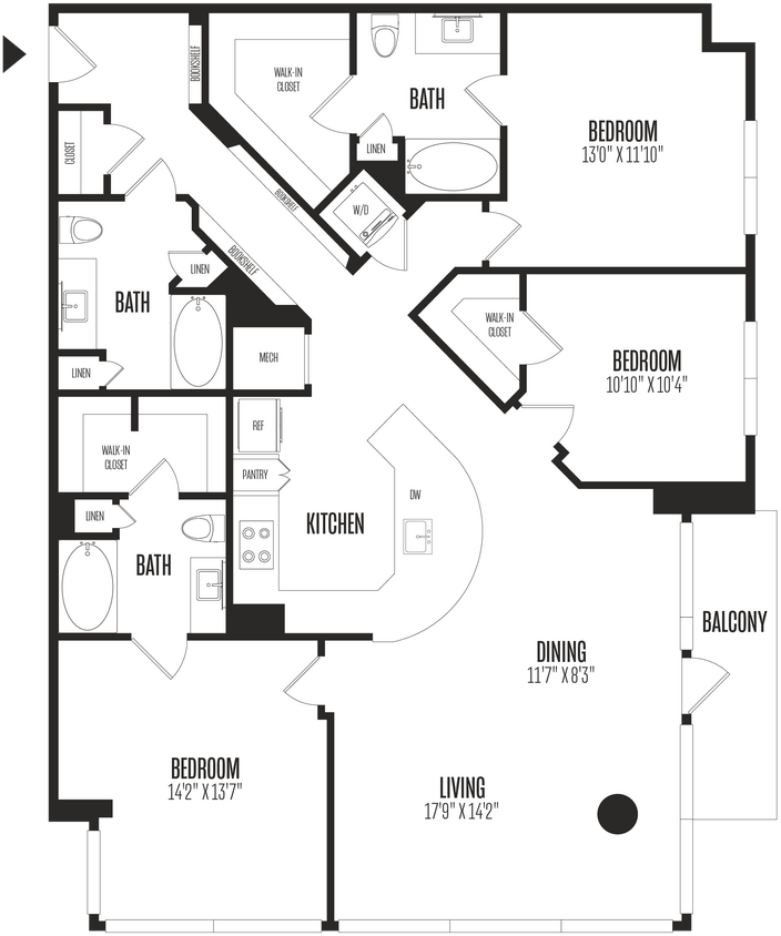 Floor Plan - 3 Bed/3 Bath-3B3