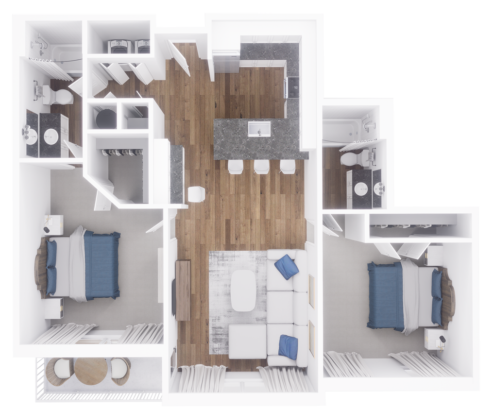 Floor Plan - 2x2 1036 sqft