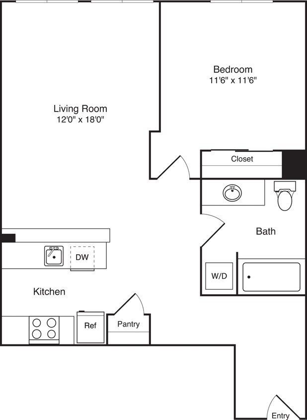 Floor Plan - 1 Bedroom J