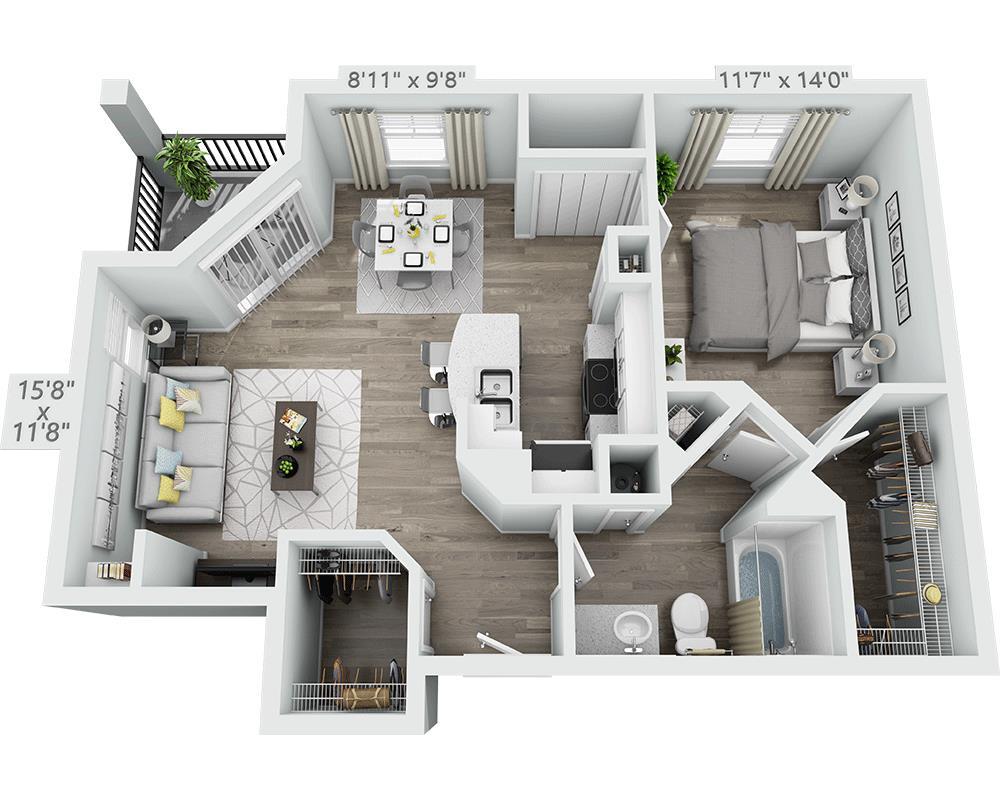 Floor Plan - One Bedroom A1E
