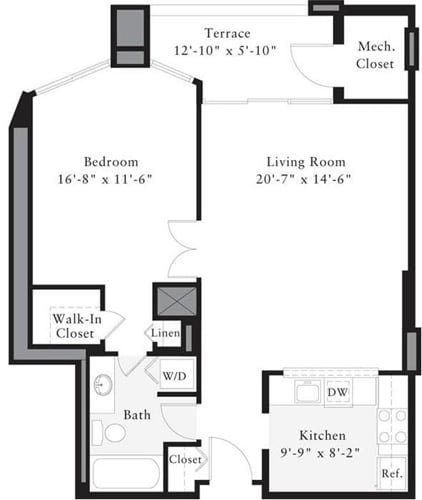 Floor Plan - 1 Bedroom D