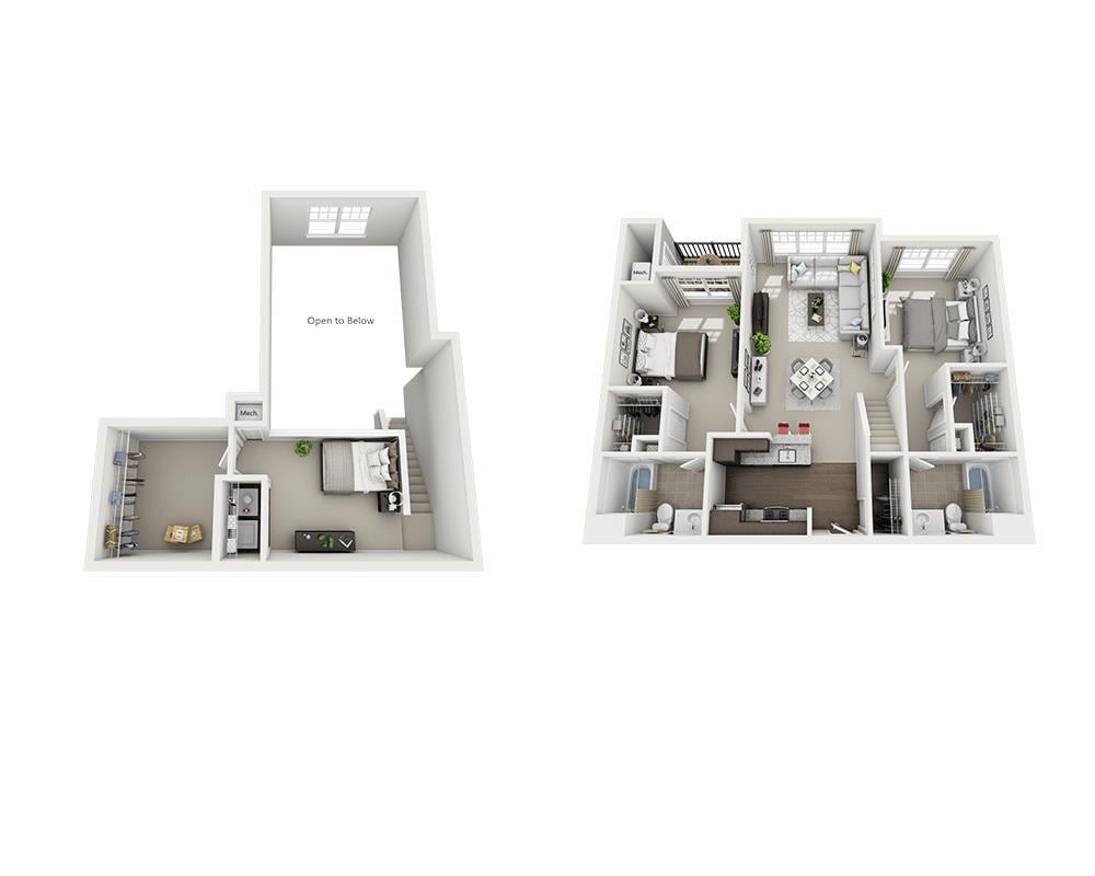 Floor Plan - Two Bedroom Loft B2BL