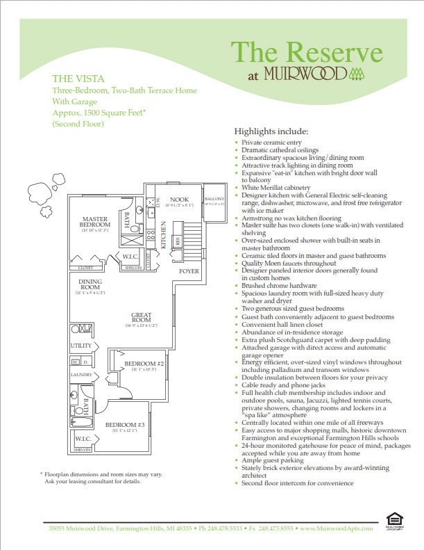 Floor Plan - The Vista - includes a 1 car attached garage