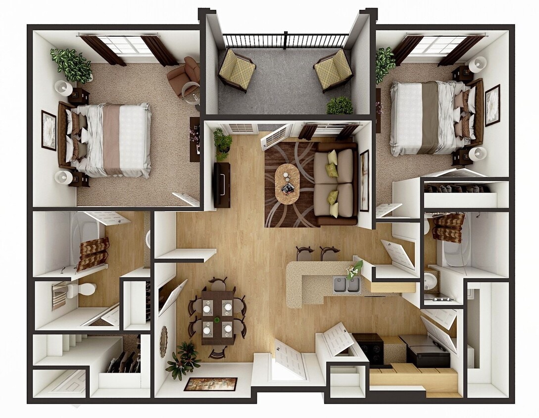 Floor Plan - LSA-2BR2BLakeside Apartments