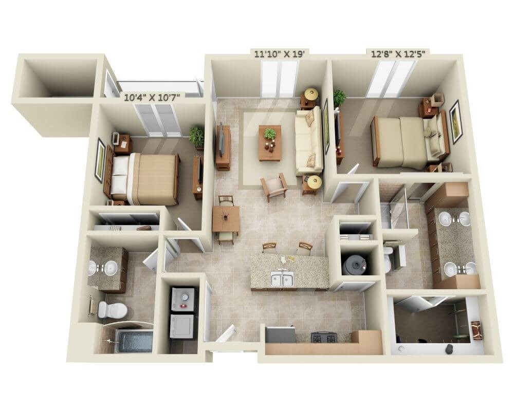 Floor Plan - Two Bedroom B2B