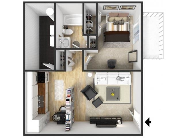 Floor Plan - 1 Bedroom 1 Bath
