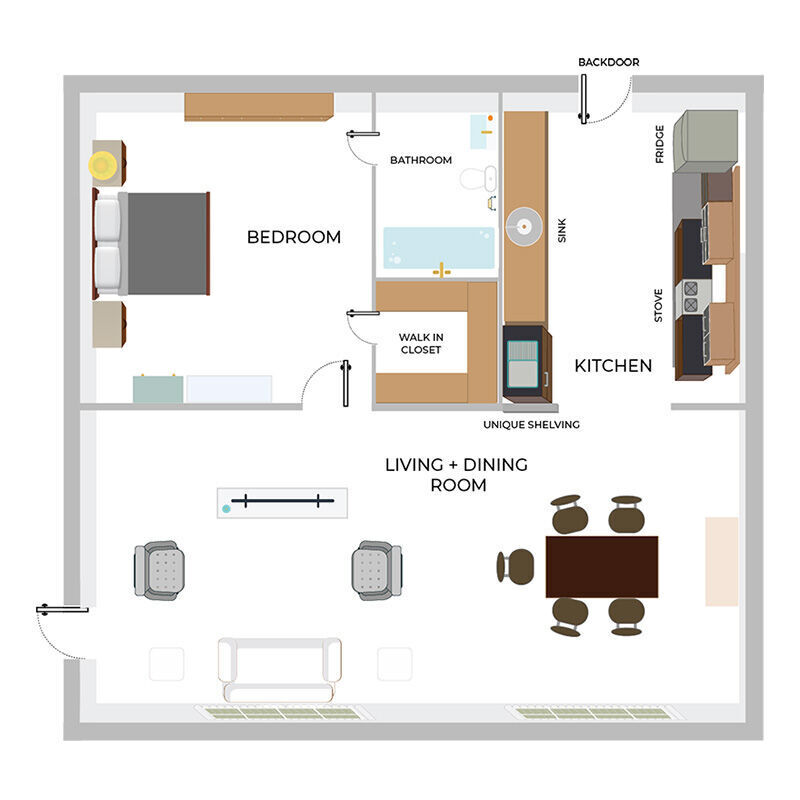 Floor Plan - 1B/1BDUP