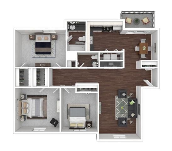 Floor Plan - 3 Bedroom 2 Bathroom