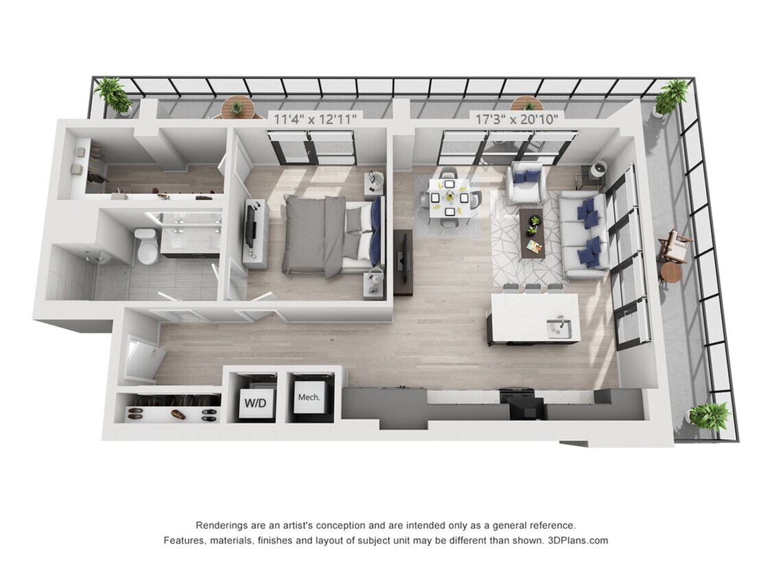One Bedroom One Bath Penthouse (886 SF) - One Bedroom One Bath Penthouse (886 SF)