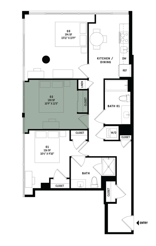 Floor Plan - Co-Living D10-Bedroom 2