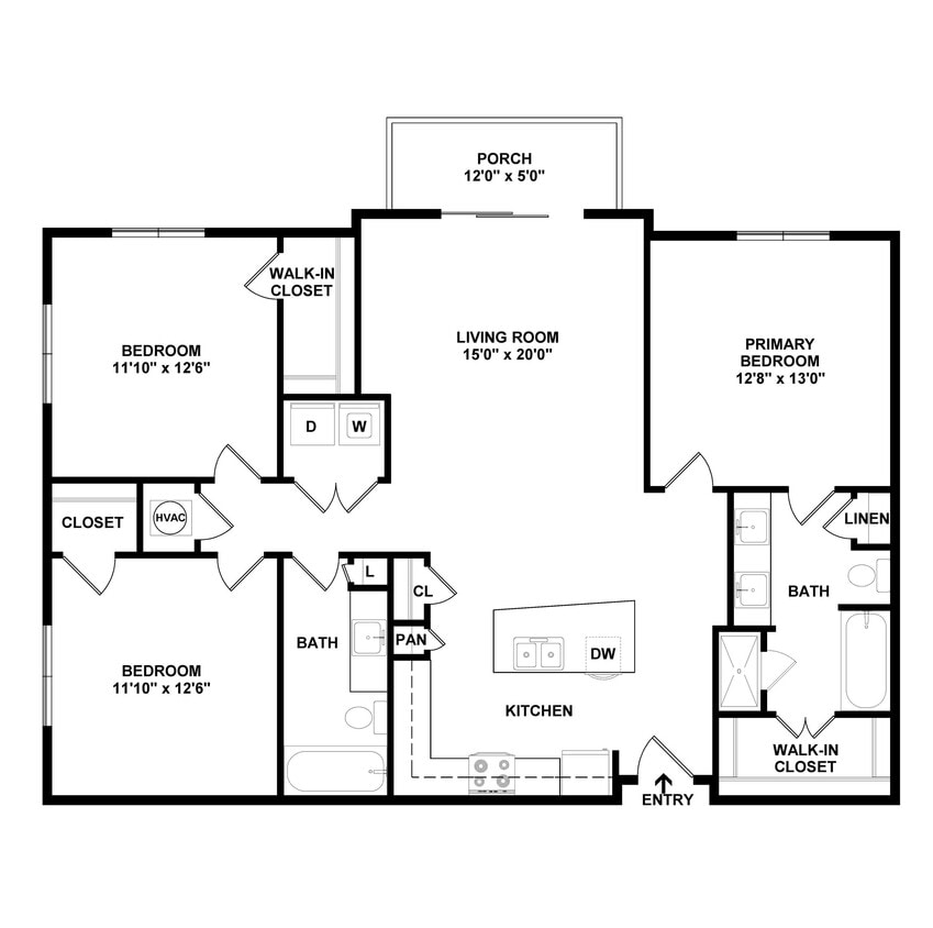 Floor Plan - 3 Bed/2 Bath-C1