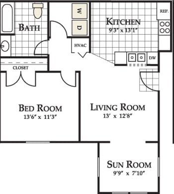 1BR/1BA - 1B (Classic)