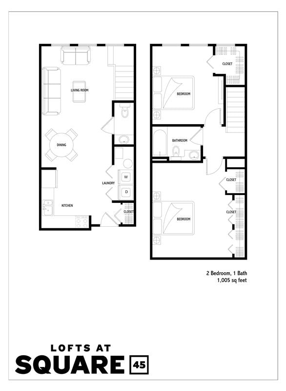 Floor Plan - 2 Bed 1.5 Bath