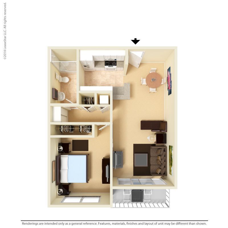 Floor Plan - Large 1 Bed 1 Bath