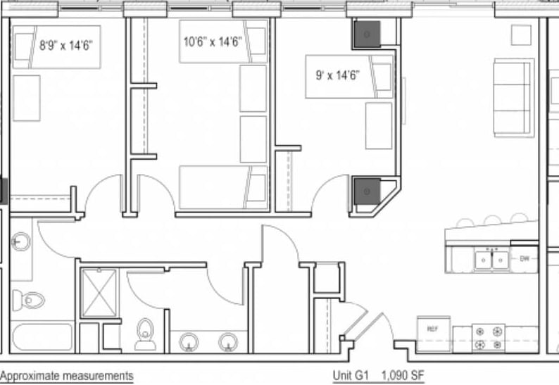 3BR/2BA 1090 - Style G1