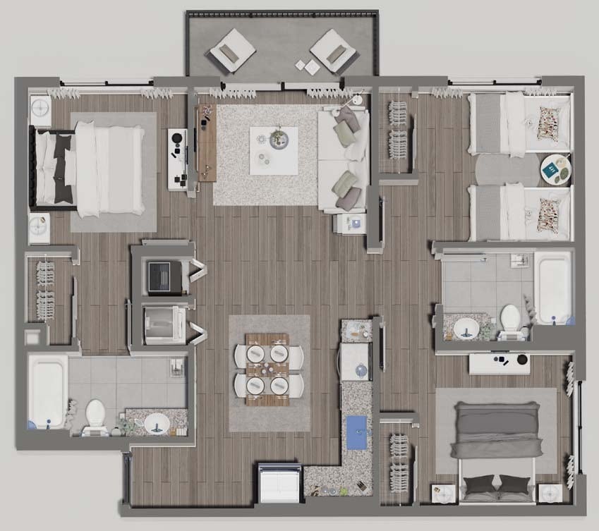 Floor Plan - 3 Bed, 2 Bath