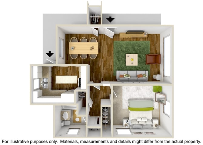Floor Plan - 1 Bedroom 1 Bath