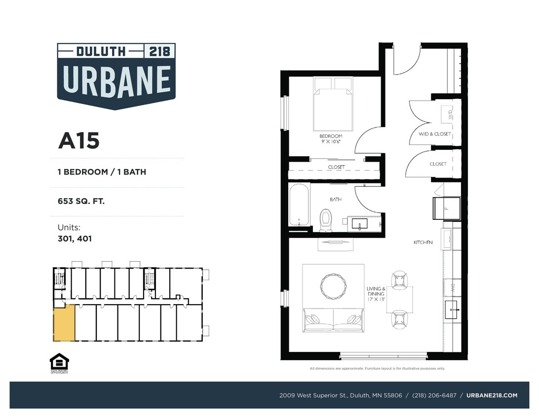 Floor Plan - A15 - 1 Bed / 1 Bath Income Restricted - 80%