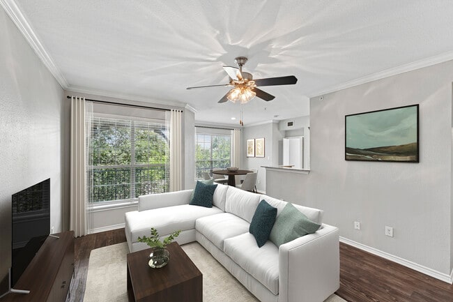 Living room with hard surface flooring - eaves North Dallas