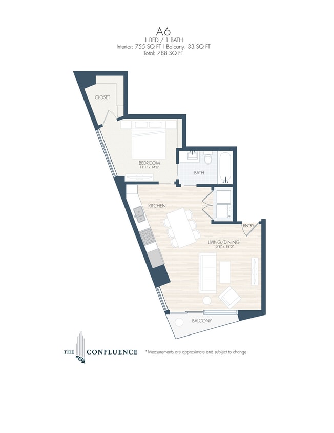 Floor Plan - A6 | Midrise 1 Bedroom