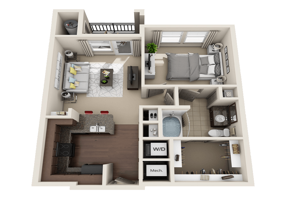 Floor Plan - One Bedroom (A)