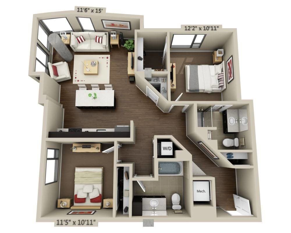 Floor Plan - Two Bedroom B2J