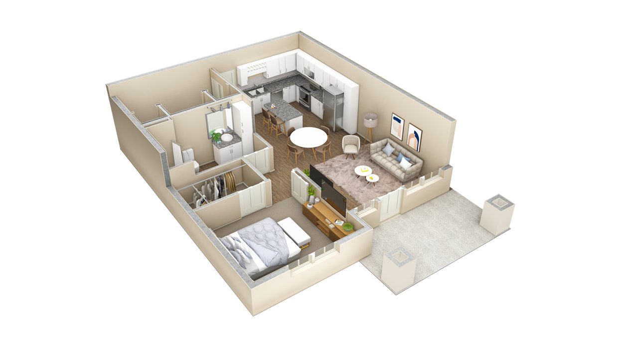 Floor Plan - 1 BR Haven Courtyard