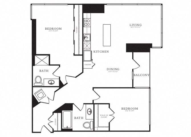 Floor Plan - 2 Bed/2 Bath-D2A