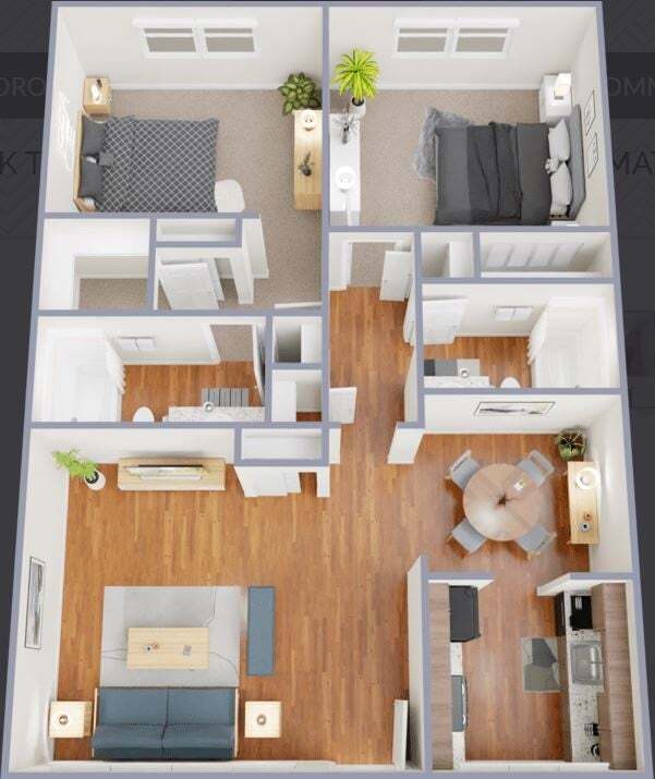 Floor Plan - 2 Bedrooms, 1 Bathroom