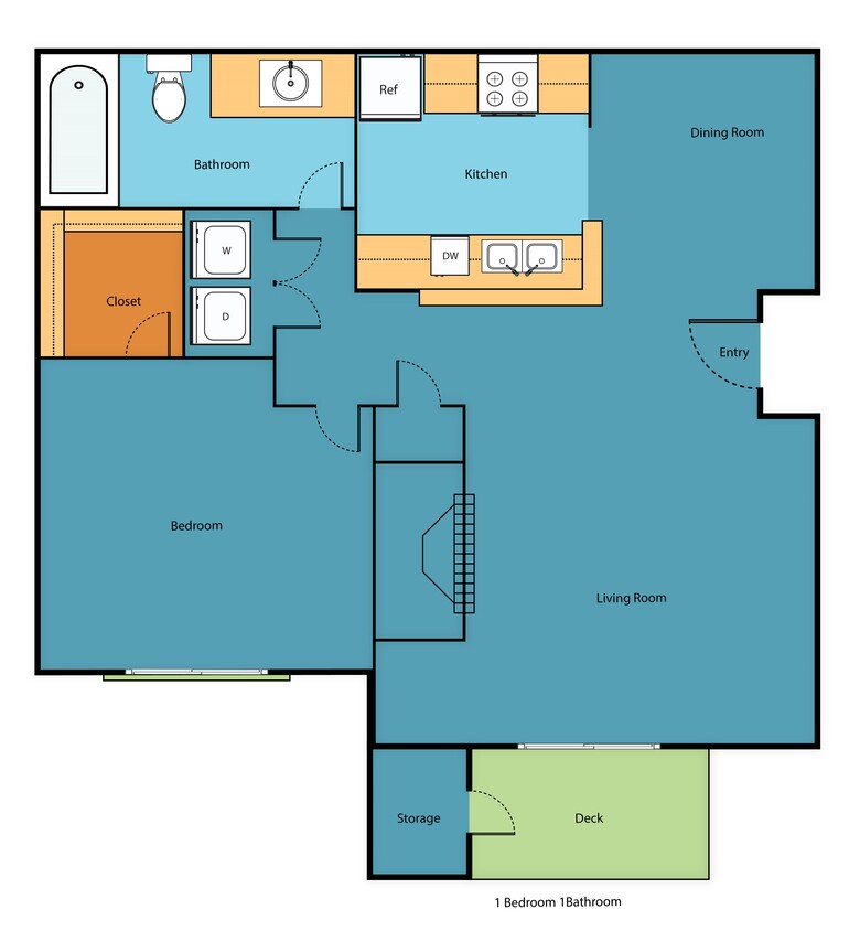 Floor Plan - One Bedroom One Bathroom